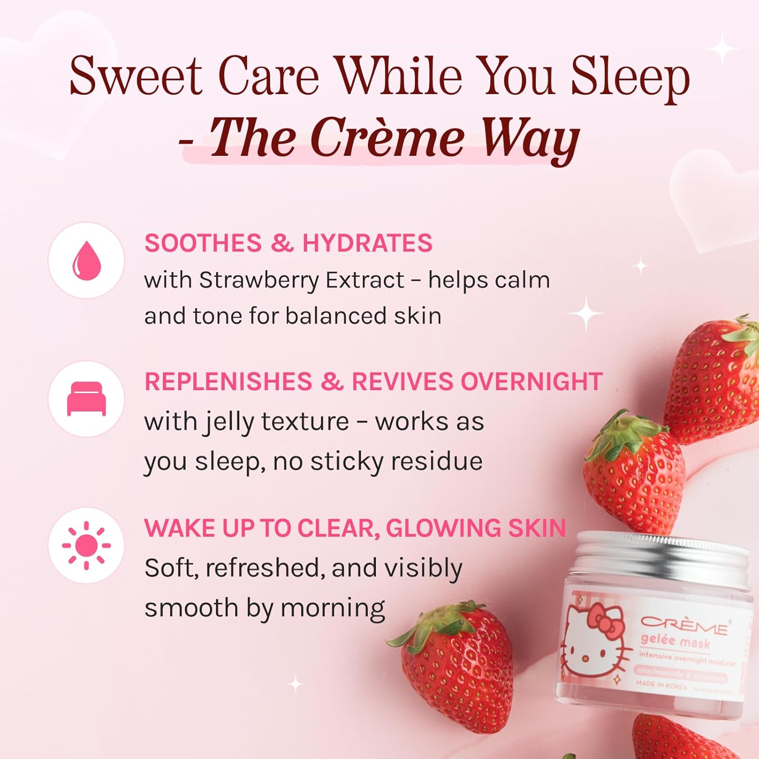 The Crème Shop Hello Kitty Gelée Mask - Klean Beauty Hydrating Formula for Glowing Skin