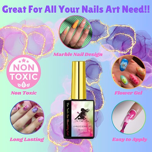 Blooming Gel, Marble, Spreading, Watercolor, Manicure, Nails Design, Flower Blooming, Easy to Use, Nails Art DIY or Professional LED/UV
