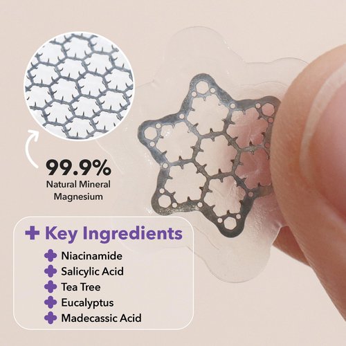 Magnesium Blemish Microdarts | Pimple Patch | Fast-Acting | Quick Calming | 99.9% Pure Magnesium | Madecassic Acid | Tea Tree | Eucalyptus Leaf | Hydrocolloid Spot Care Patch (Small 10 Patches)