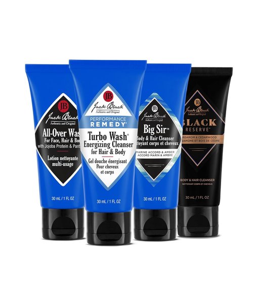 Jack Black Body & Hair Cleanser Set for Men - Travel Size Body Wash & Shampoo Combo