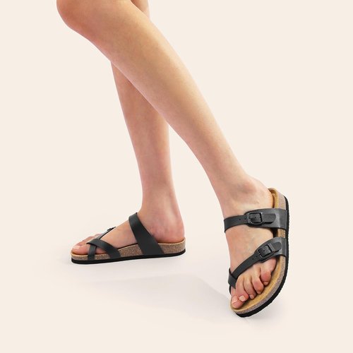 DREAM PAIRS Women's Thong Slide Sandals - Comfortable Cork Footbed | Open Toe Summer Slippers