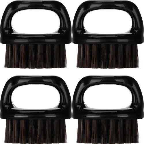 4 Pcs Knuckle Brush for Men Barber Brush, Fade Brushes, Face and Neck Brushes, Mustache and Hair Supplies, Essential Barber Tool for Professional Barbering and Grooming Services(Black)