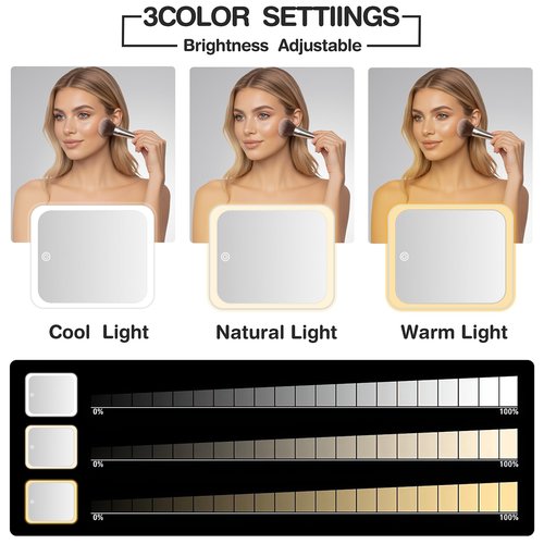 HMPEAIIY Travel Makeup Bag Organizer with LED Mirror, Portable Monkey Cosmetic Train Case with Adjustable Dividers, Brush Storage Board for Women Christmas Thanksgiving Valentine Birthday Gift (Pink)