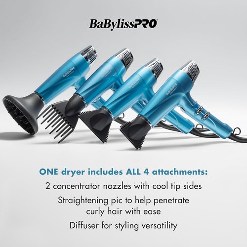 BabylissPRO Nano Titanium Hair Dryer - Professional 1875-Watt Ionic Blow Dryer for Faster, Frizz-Free Drying