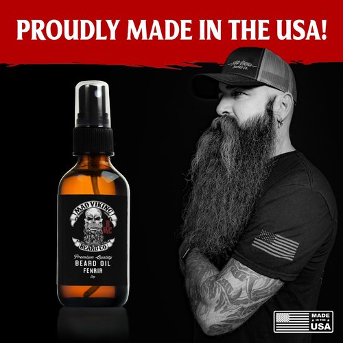 Mad Viking Fenrir Beard Oil - Hydrate & Soften Your Beard Naturally | Bold Neroli, Rum & Tobacco Scent - 2oz