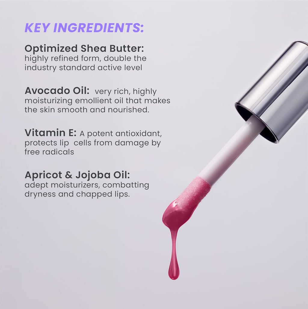 Wonderskin Lip Oil Rehab Serum - Hydrating Tinted Lip Oil for Dry Lips | Non-Sticky Deep Red Tint (Honey)