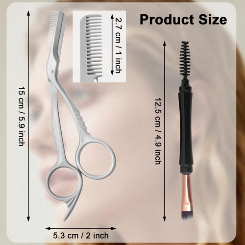 Diesisa Eyebrow Trimmer Scissors: Eyebrow Trimmer For Men with Comb - Eyebrow Scissors - with Double-headed Eyebrow Brush - Stainless Steel Beauty Tool for Women