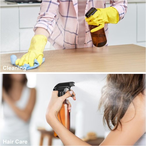 Skiennix Plastic Spray Bottles - 2-Pack 16.9 Oz | Heavy Duty Mist & Stream for Cleaning, Oils, Plants