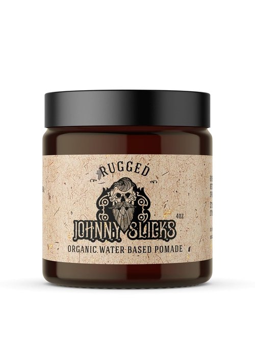 Johnny Slicks Water Based Pomade - Strong Hold & High Shine | Organic Styling for Men (Rugged, 4 oz)