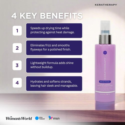 KERATHERAPY Keratin Infused Violet Toning Leave-In Protectant - Sulfate & Paraben Free for Blonde & Gray Hair | 3.7 fl. oz.