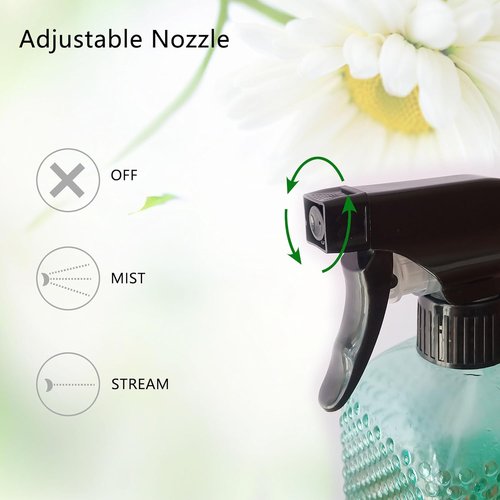 Skiennix Plant Mister Glass Spray Bottle - 3 Pack 13oz Reusable Green | Adjustable Nozzle for Indoor Plants & Gardening
