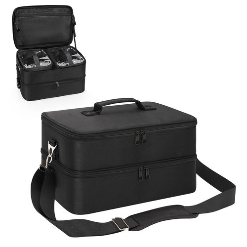 Extra Large Makeup Case, Professional Makeup Artist Traveling Bag, Double Layer Lightweight XL Makeup Travel Case Organizer for Artist Hairstylist Crafters with 2 Detachable Pouch & Shoulder Strap