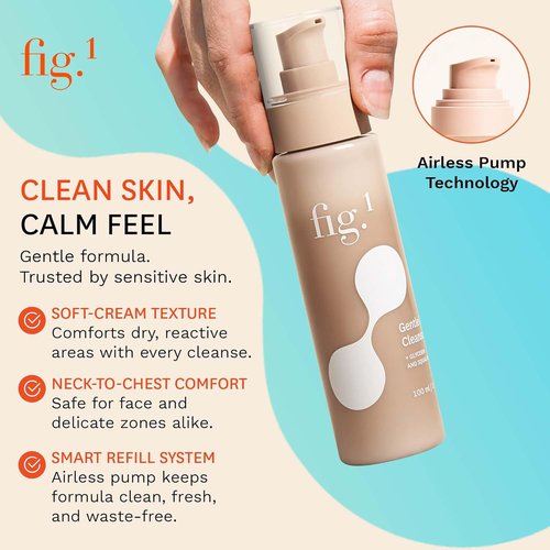 Fig.1 Hydrating Facial Cleanser - Gentle Face Wash with Glycerin & Squalane | Fragrance-Free for Sensitive Skin | 3.4 oz Refillable Bottle