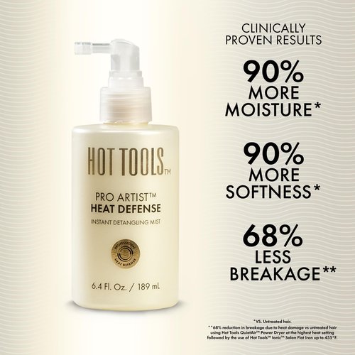 HOT TOOLS™ Pro Artist Heat Defense Instant Detangling Mist and Straight Heat, Heat Activated Straightening Serum | Protect and Straighten