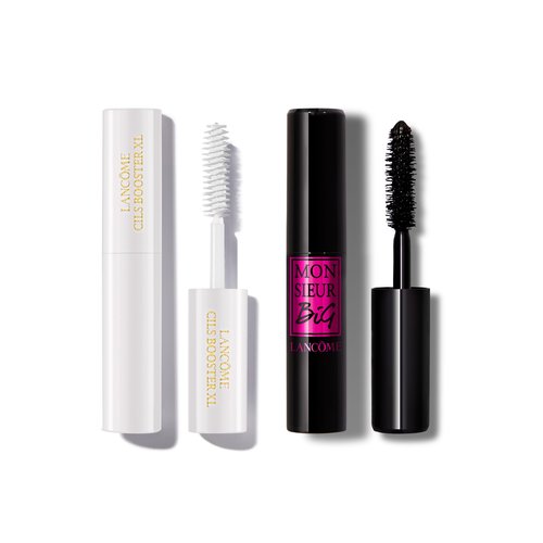 Lancôme Cils Booster XL Mascara Primer & Monsieur Big Volumizing Black Mascara Duo - Voluminizing & Priming Travel Size Makeup Set - For Instant False Lash Look & Big Volume