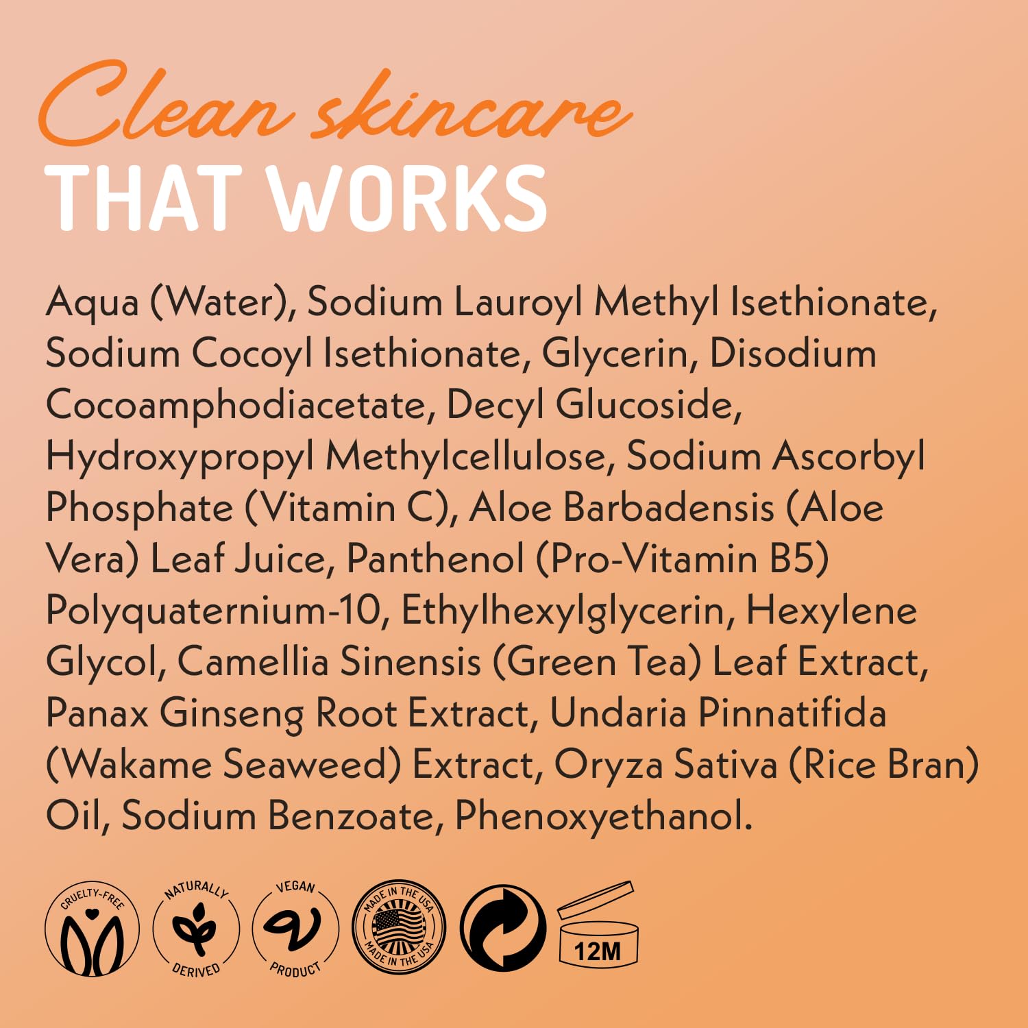Vitamin C Cleanser Face Wash - HUGE 8 oz Gentle Facial Cleansing Gel for Uneven Skin Tone, Age Spots and Fine Lines - Natural Face Soap with Aloe Vera, Green Tea, Ginseng