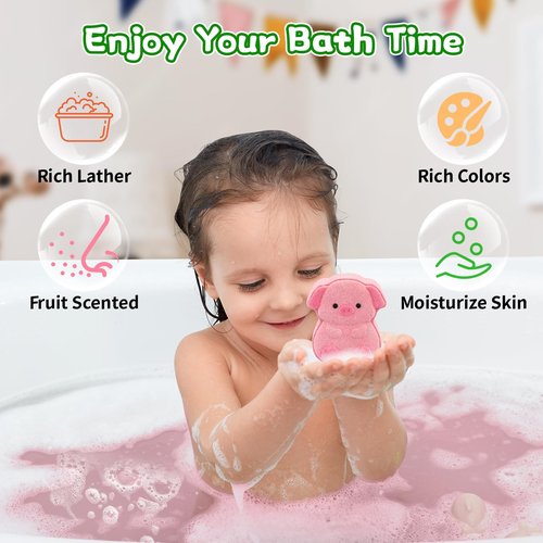MUFEIRUO Farm Animals Bath Bombs,6Pcs Fruit Scented Bath Bombs for Kids Women,Her,Friend,Cute Animals Shapes Bath Bomb Gifts for Christmas,Birthday,Party
