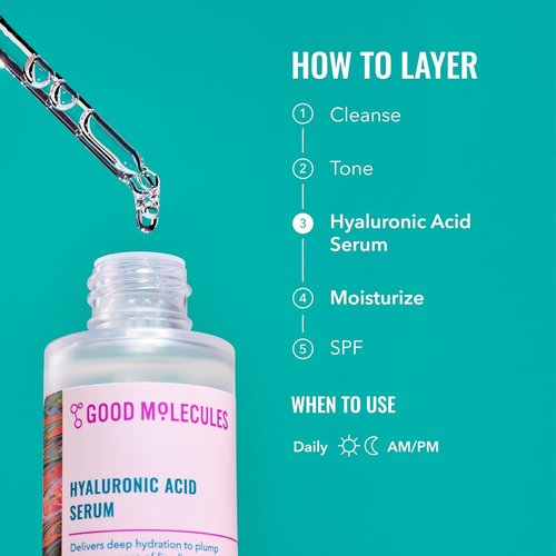 Good Molecules Hyaluronic Acid Serum - Ultra Hydrating 1% Formula for Plumper Skin | Non-Greasy Facial Moisturizer
