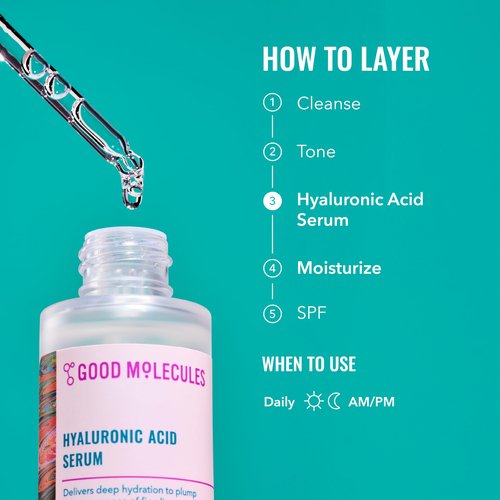 Good Molecules Hyaluronic Acid Serum Pack 2 – 30 ml Each | 1% Hyaluronic Acid, Non-Greasy Ultra Hydrating Serum, Facial Moisturizer for Plumper Skin, Skin Care for Face