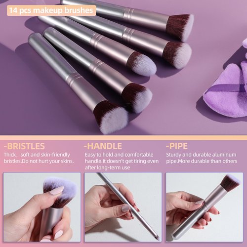 Oneleaf 26 Pcs Makeup Brushes Set – Premium Facial Cleaning & Makeup Brush Set with Foundation, Concealer, Blush, Eyeshadow Brushes plus Sponge and Wash Bag