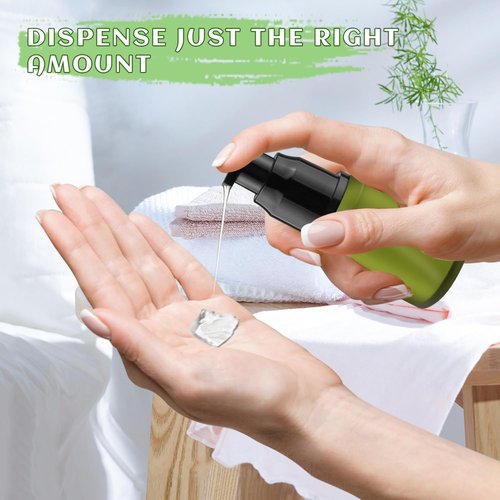 8 Pcs 30ml/1oz Frosted Glass Bottles Empty Pump Dispenser Jar Travel Lotion Vials with Plastic Pump Head for Toiletry Liquid Foundation Cream Cosmetic Samples - Green