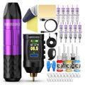 Wormhole Tattoo Gun Kit Wireless Tattoo Machine Kit Complete Tattoo Kit Tattoo Pen Kit Rechargeable Cordless Tattoo Power Supply Portable 1,800mAh with LED Digital Display for Artist WTK286