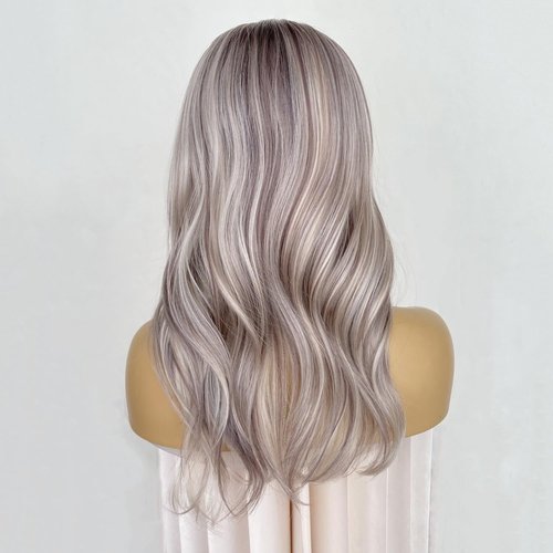CIMITIKI Highlight Ash Blonde with Brown Colored 13x4 Lace Front Wig Ready to Wear HD Glueless 18Inch Body Wave Pre plucked Natural Hairline for Women