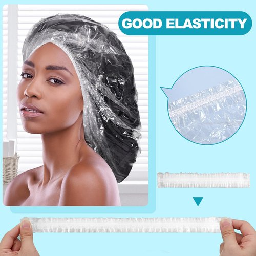 Dyrfolm 50 PCS Disposable Shower Caps - Extra Large, Waterproof Elastic, Thick Hair Caps For Bath & Spa