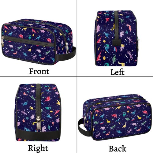 FZDXZJJ Travel Toiletry Bag for Girl Boy,Waterproof Lightweight Makeup Cosmetic Bag Organizer with Handle & Zip Pockets Shaving Toiletries Bag for Gym,Beach - Dinosaur Cosmic