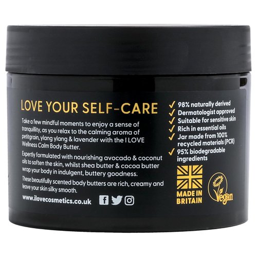 I LOVE Wellness Calm Body Butter - Hydrating Cocoa & Shea Formula for Dry Skin - Lavender Scent | 10.1 oz