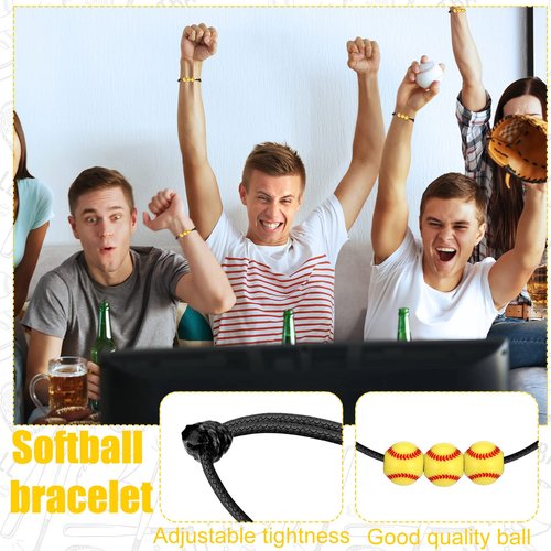 Hicarer 48 Pcs Softball Teams Gifts Softball Party Favors Supply Set Women Cosmetic Bag Keychain Hair Scrunchies Bracelets(Cute Style)