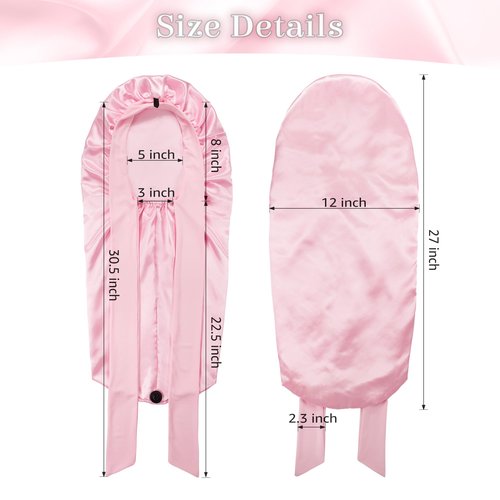ROYBENS Long Bonnet Satin Hair Silk Bonnet for Sleeping Women, Silky Bonnets for Women with Tie Band, Sleep Cap for Braids Curly Hair