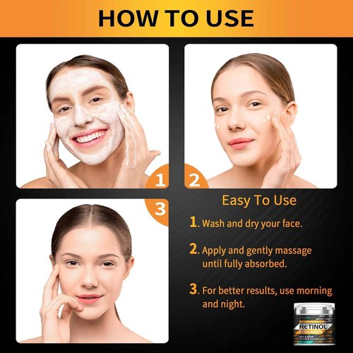 Skiennix Retinol Cream - Anti-Aging Moisturizer with Hyaluronic Acid for Men & Women | 1.7 Fl Oz