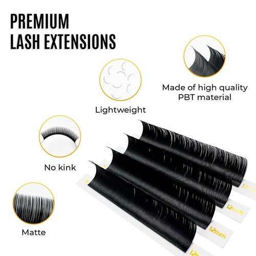 Easy Fan Lash Extensions by STACY LASH | D Curl Eye Lashes | Easy Fanning Lashes 3D 4D 5D 6D 7D 10D | Volume Set | 16-Rows Lash Tray | Eyelash Extension Supplies for Lash Tech |D-0.07-14mm