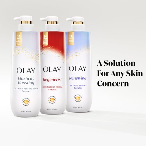 Olay Body Wash for Women, Elasticity Boosting, Collagen Peptide Serum Complex, Renews Moisture, Free of Parabens & Phthalates, Vitamin B3 Lameller Technology, For All Skin Types, 26 fl oz (Pack of 2)