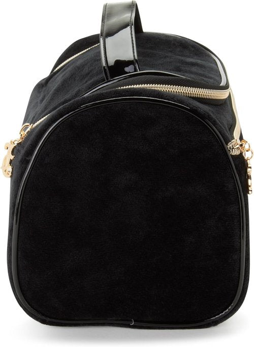 Juicy Couture Black Makeup Bag - Velour Cosmetics Organizer with Rhinestones for Travel Essentials