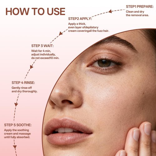 Facial Hair Removal Cream for Women, Painless & Flawless Depilatory Cream for Face Upper Lip Chin Hair Remover, Gentle Formula for Sensitive Skin (1 pcs)