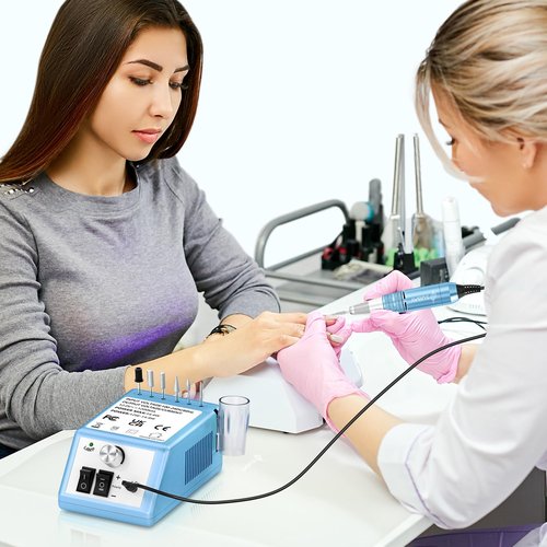 Subay 30000RPM Nail Drill Professional Electric File Acrylic Nails Kit for Acrylic Nails Remove Nail Gel Polish Manicure for Salon Home with 100pcs Sanding Bands, Dark Blue