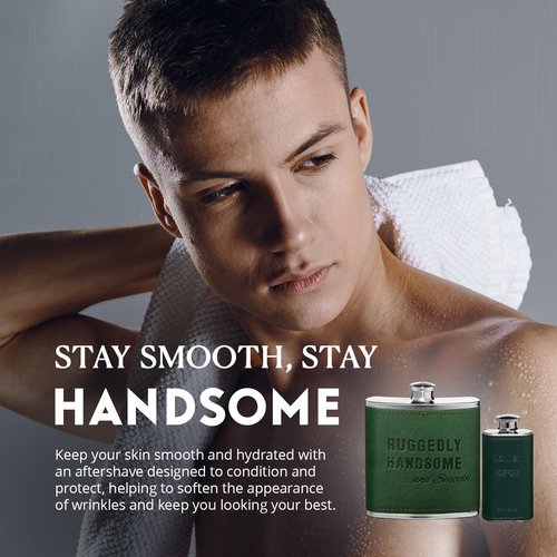 Ruggedly Handsome Aftershave - Soothing Men's Face Moisturizer with Menthol | 240ml Travel Pack - Reduces Lines & Wrinkles