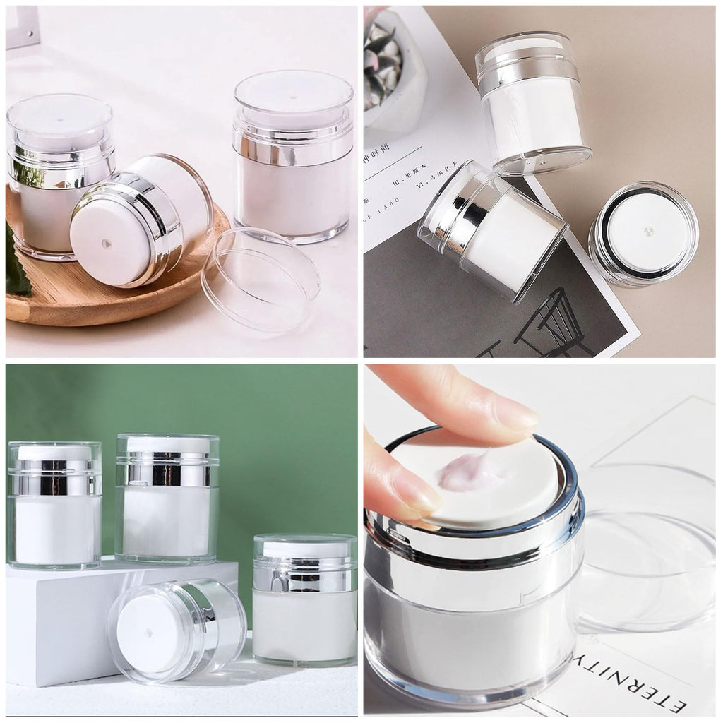 YOUNTHYE 10PCS 1 oz Airless Pump Jar Bulk 30ML Moisturizer Pump Dispenser Empty Pump Moisturizer Container Vacuum Cosmetic Travel Containers Refillable Moisturizer Container for Creams Gels Lotion