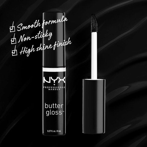 NYX PROFESSIONAL MAKEUP Butter Gloss - Non-Sticky Lip Gloss in Licorice (Black) for Smooth Shine