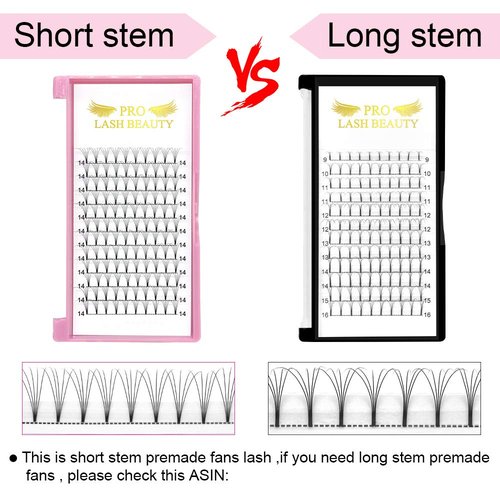 Premade Volume Eyelash Extensions 5D-C-0.07-17 Short Stem Premade Fans Eyelash Extensions 9 to 20 mm Pre made Lash Fans 3D 5D 7D Volume Lash Extensions .07 .10 C D Curl(5D-C-0.07,17mm)