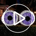 Purple Halloween Inflatable Eyes Set - 3Ft Outdoor Yard Decoration with LEDs