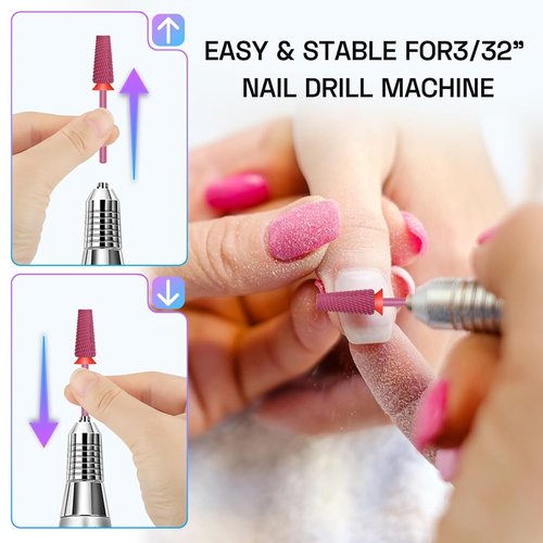 5-in-1 Nail Drill Bit Carbide: 3/32" Shank Nail Bits Quickly Remove Gel, Acrylic, Hard Gel Perfect for Debulking, Shaping Nails, Sealing Cuticles & Removing Rhinestones Left and Right Handed