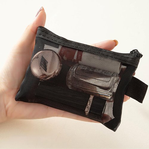 Aswewamt 9 Pcs Mini Zipper Mesh Bags, 4.3" x 3" Small Nylon Key Holder Cosmetic Pouch Portable Travel Makeup Cosmetic Mesh Zipper Bags for Purse Lipstick Earphone Keys Cards