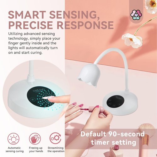 SAVILAND 30W U V Nail Lamp: Gel Nail Lamp Cordless U V Light for Gel Nails Smart Sensor LED Flash Cure Lamp lampara led para uñas Profesional Gooseneck U V Nail Light Nail Salon Home DIY Manicure