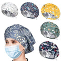 6PCS Bouffant Scrub Caps Women, Satin Lined Scrub Caps Women, Adjustable Surgical Cap for Womens, Nurse Cap with Button and Sweatband, Unisex Scrub Hats, One Size Multi Color