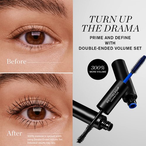 RevitaLash Cosmetics, Double-Ended Volume Set, Eyelash Primer & Mascara, Hypoallergenic & Cruelty Free