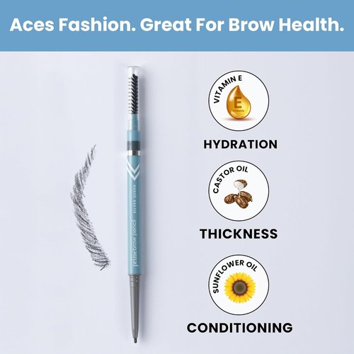 Prime Prometics PrimeBrow Pencil - Ultra-Precise Tip for Natural Hair-Like Strokes | Smudge-Proof & Long-Lasting (Silver Queen)