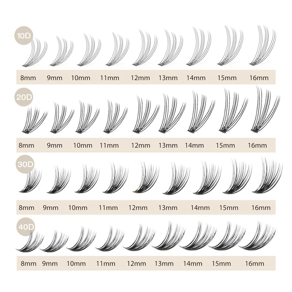 WONSIS Individual Lashes, Lash Clusters, 280 Pcs 30D Individual Lash Extensions, Natural Soft Lightweight Reusable DIY Eyelash Extensions, Thickness 0.07mm C Curl False Eyelashes (30D 8-16mm)…